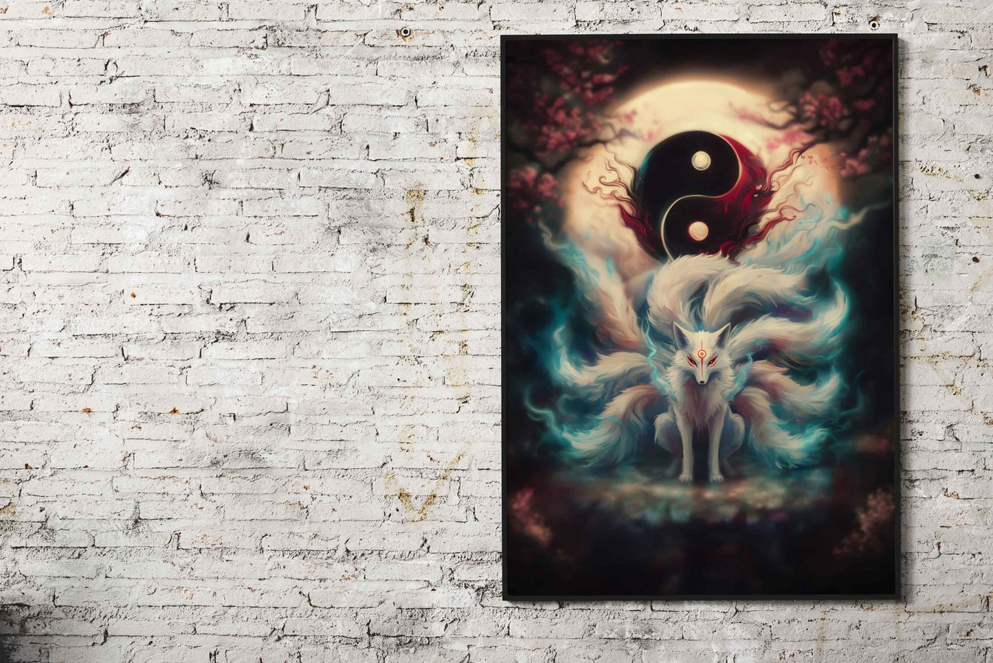 Nine Tailed Fox Asian Style Poster | Wall Art fo r Home & Office | High-Quality Print - High-Quality Premium Wall Art Decor Sticker