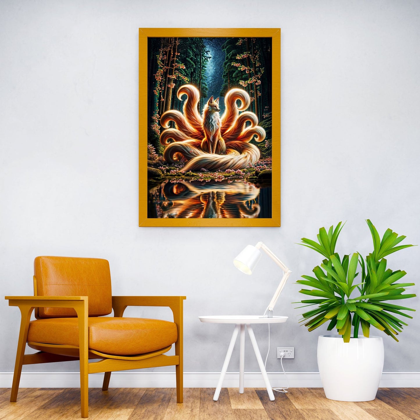 Nine Tailed Fox Mount Fuji Asian Style Poster |  Wall Art for Home & Office | High-Quality Print - High-Quality Premium Wall Art Decor Sticker