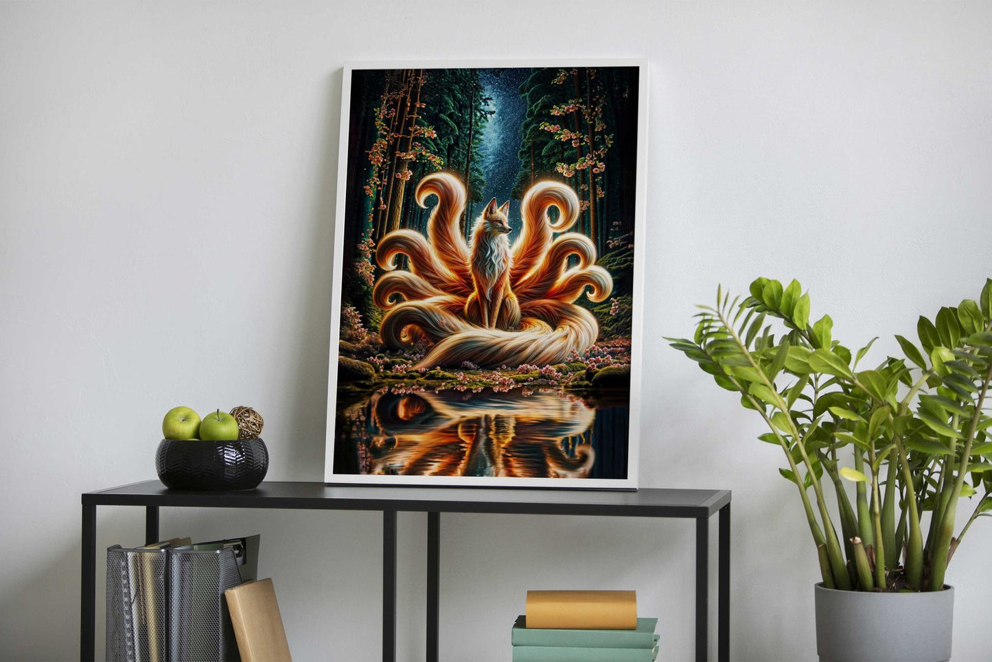 Nine Tailed Fox Mount Fuji Asian Style Poster |  Wall Art for Home & Office | High-Quality Print - High-Quality Premium Wall Art Decor Sticker