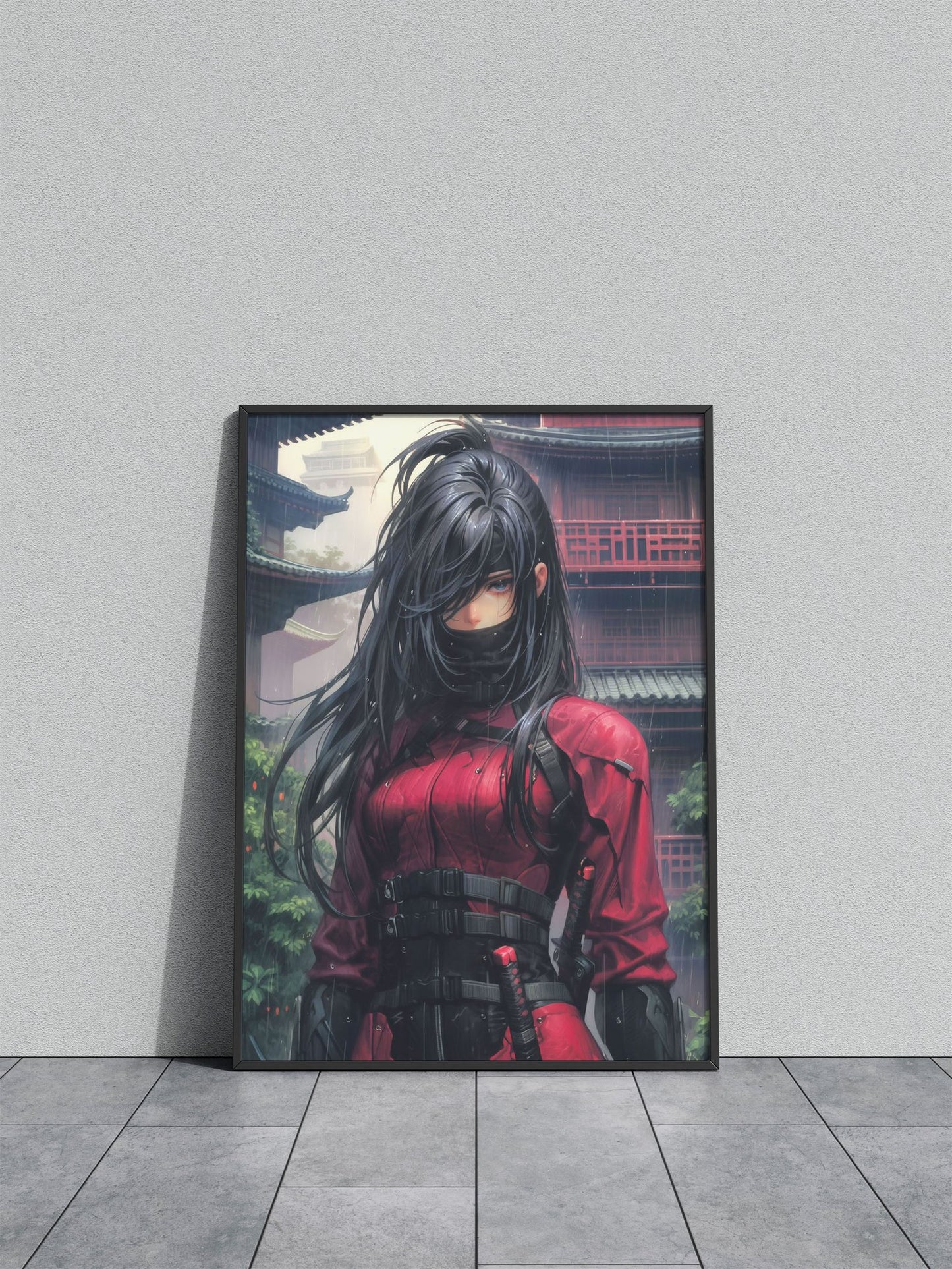Ninja Assassin Blue Asian Style Poster | Wall A rt for Home & Office | High-Quality Print - High-Quality Premium Wall Art Decor Sticker