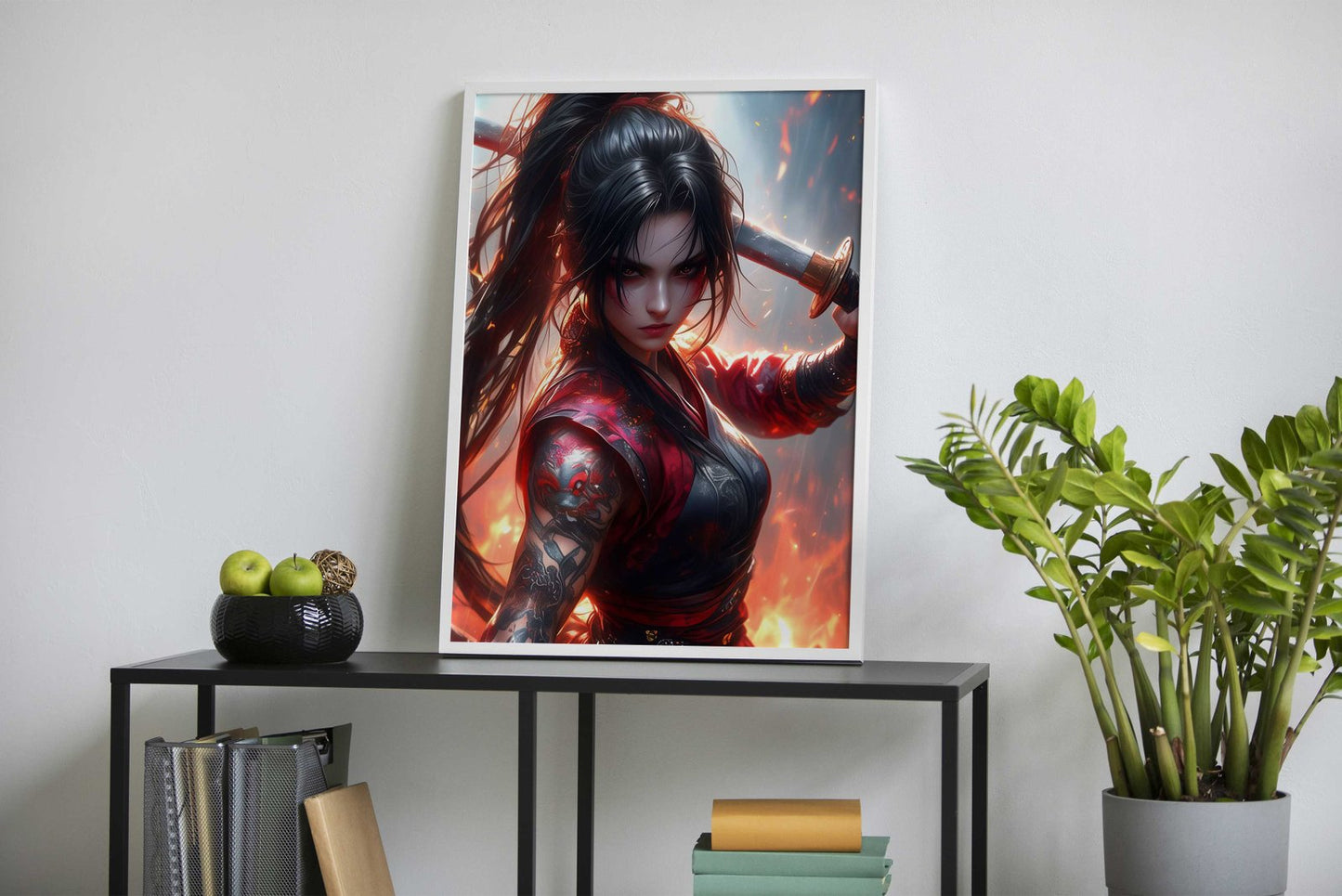 Ninja Girl Neon Asian Style Poster | Wall Art fo r Home & Office | High-Quality Print - High-Quality Premium Wall Art Decor Sticker