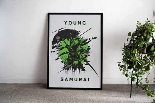 ninja samurai watercolor Asian Style Poster | W all Art for Home & Office | High-Quality Print - High-Quality Premium Wall Art Decor Sticker
