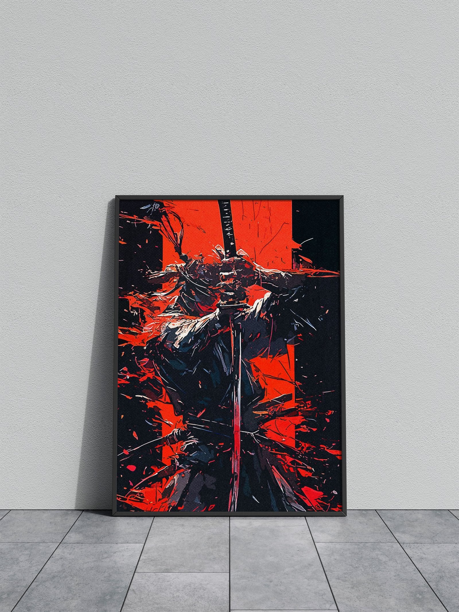 Ninja Warrior Illustration Asian Style Poster | W all Art for Home & Office | High-Quality Print - High-Quality Premium Wall Art Decor Sticker