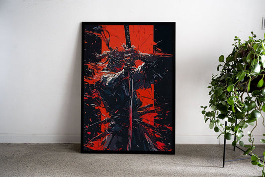 Ninja Warrior Illustration Asian Style Poster | W all Art for Home & Office | High-Quality Print - High-Quality Premium Wall Art Decor Sticker
