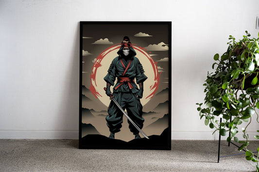 Ninja Warrior Asian Style Poster | Wall Art for H ome & Office | High-Quality Print - High-Quality Premium Wall Art Decor Sticker