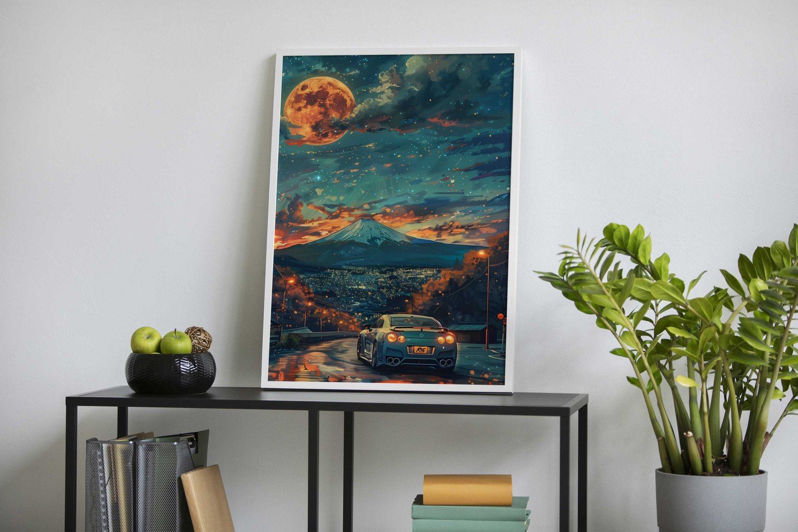 Nissan R35 Fuji night moon Asian Style Poster  | Wall Art for Home & Office | High-Quality Print - High-Quality Premium Wall Art Decor Sticker