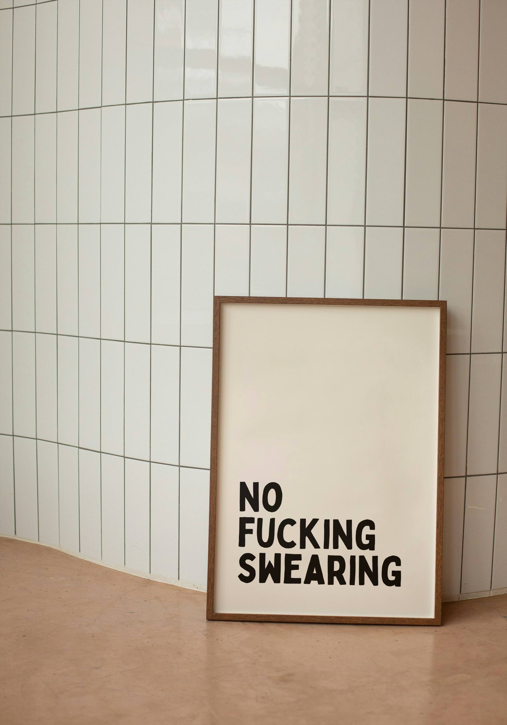 No Fucking Swearing | Black and Cream | Art Print - High-Quality Premium Wall Art Decor Sticker