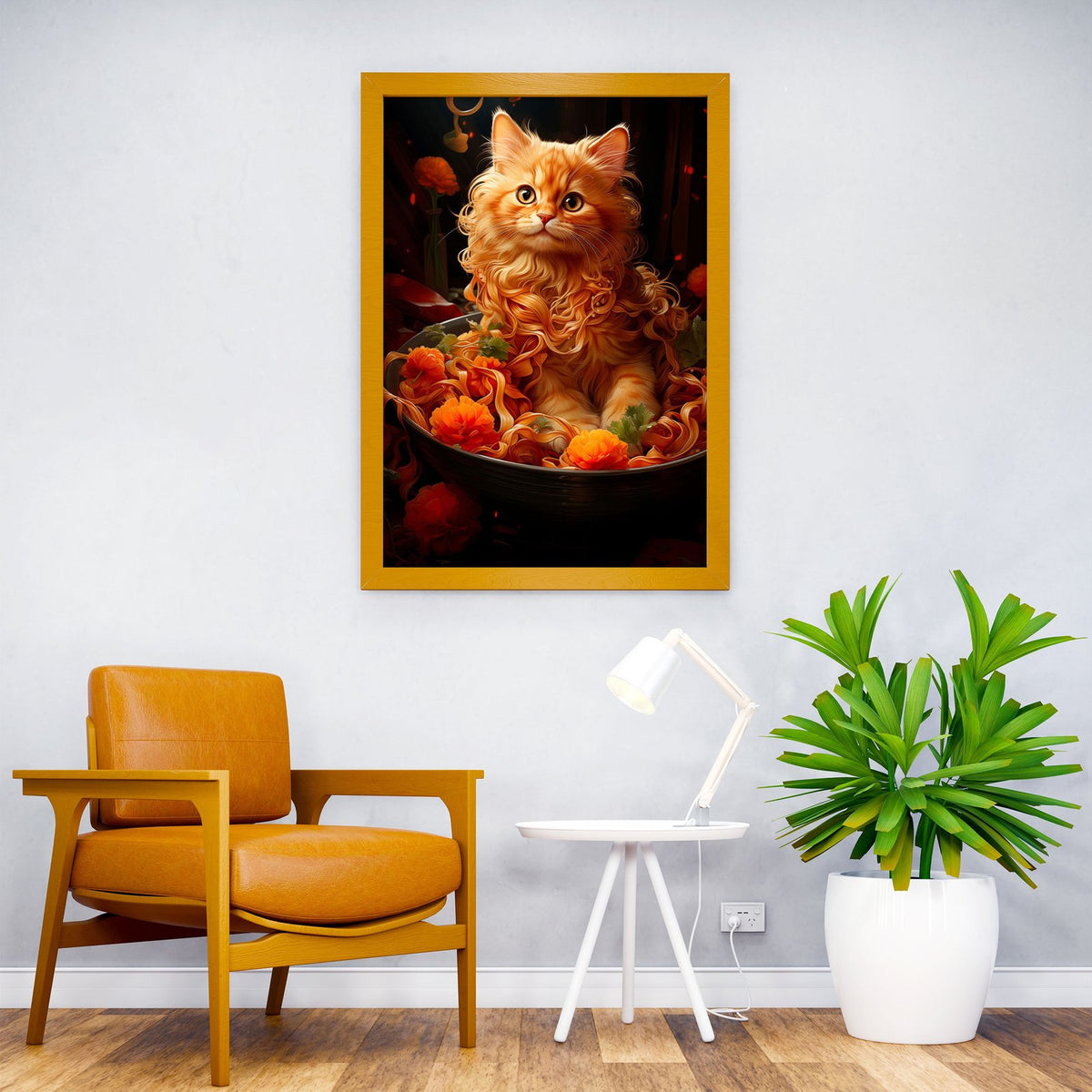 Noodle Nestled Purr Asian Style Poster | Wall  Art for Home & Office | High-Quality Print - High-Quality Premium Wall Art Decor Sticker