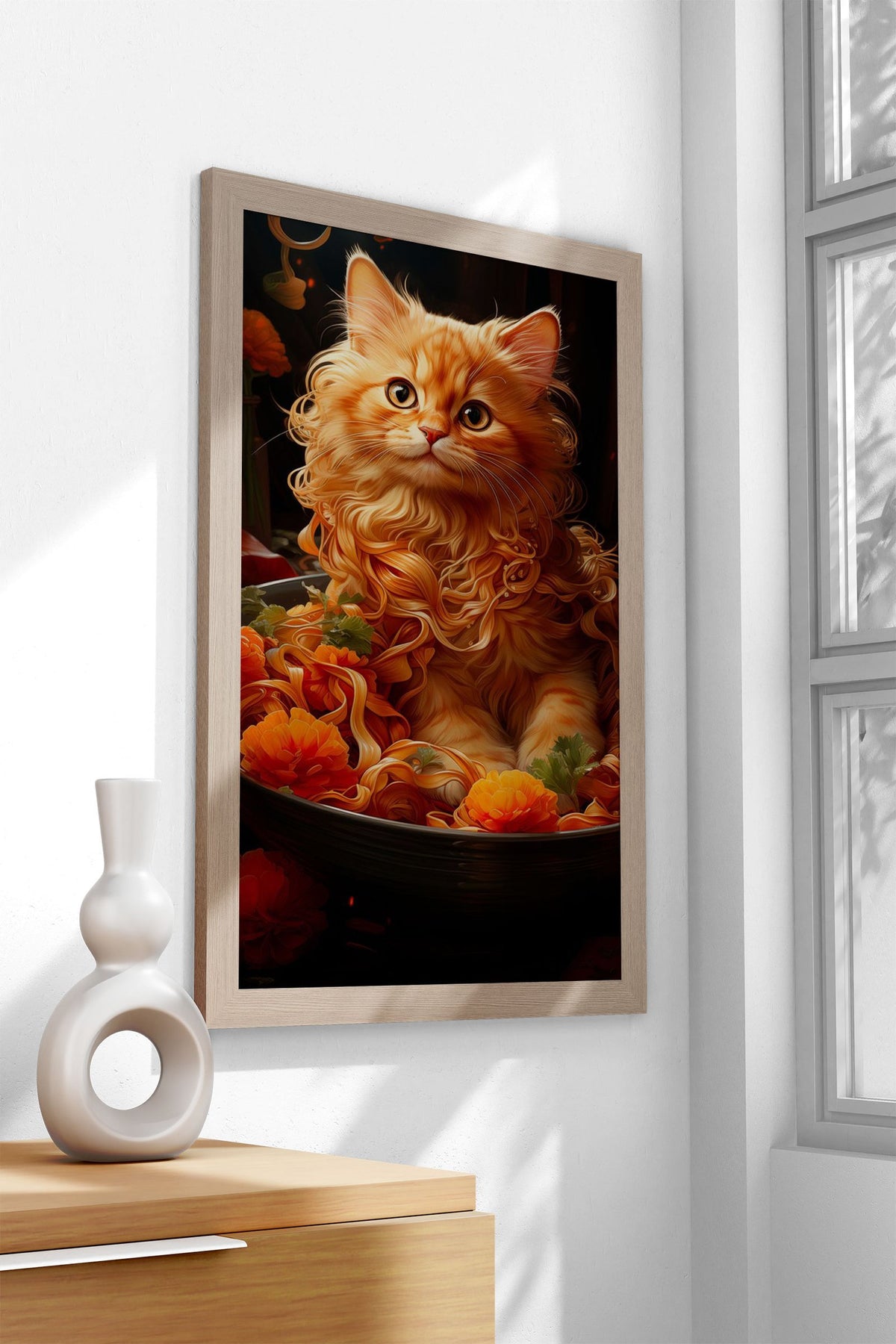 Noodle Nestled Purr Asian Style Poster | Wall  Art for Home & Office | High-Quality Print - High-Quality Premium Wall Art Decor Sticker