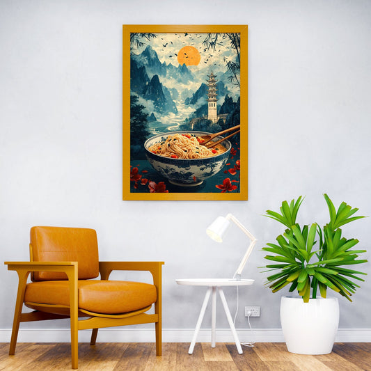 Noodles & Mountains Asian Style Poster | Wall  Art for Home & Office | High-Quality Print