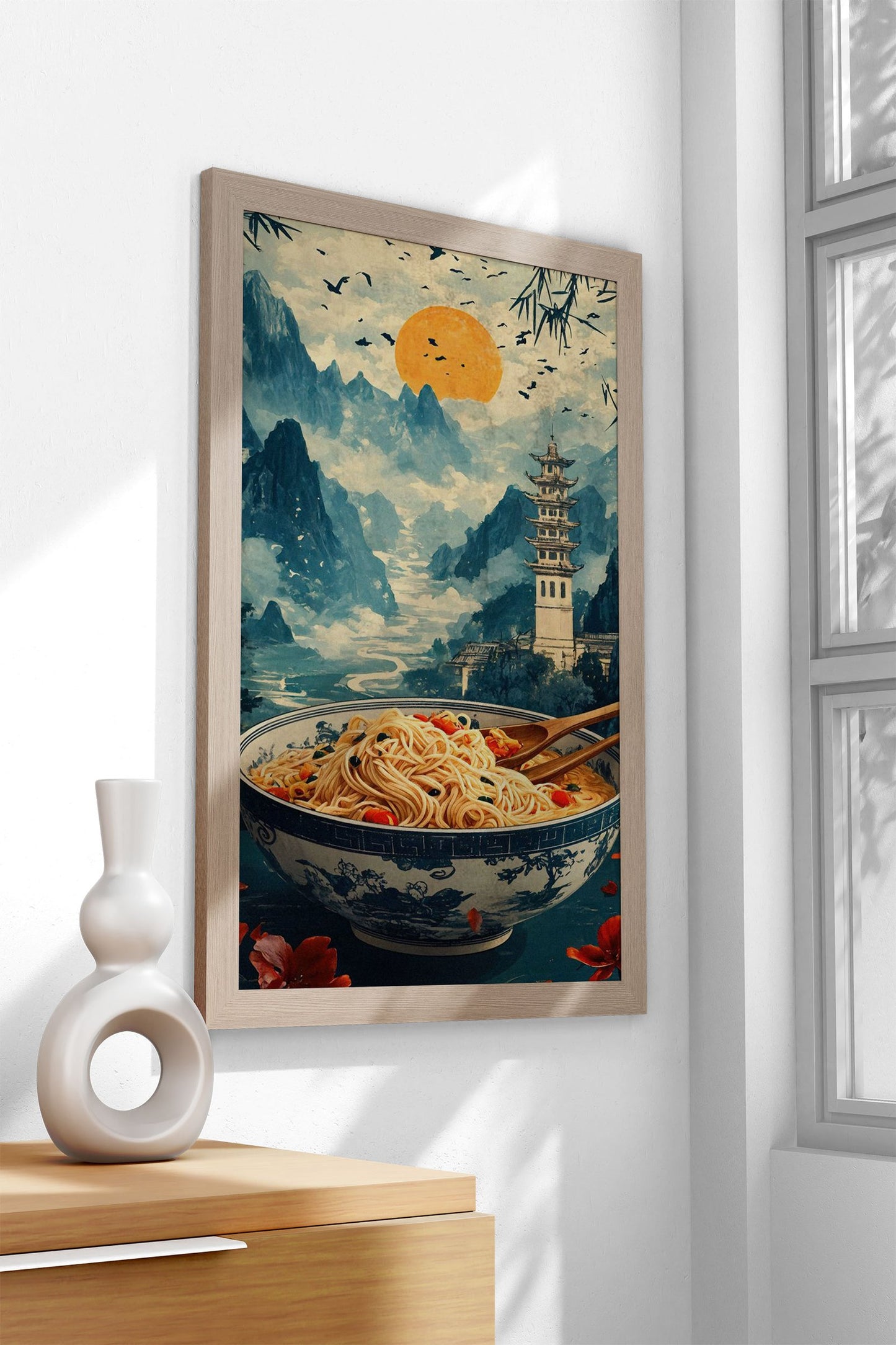 Noodles & Mountains Asian Style Poster | Wall  Art for Home & Office | High-Quality Print