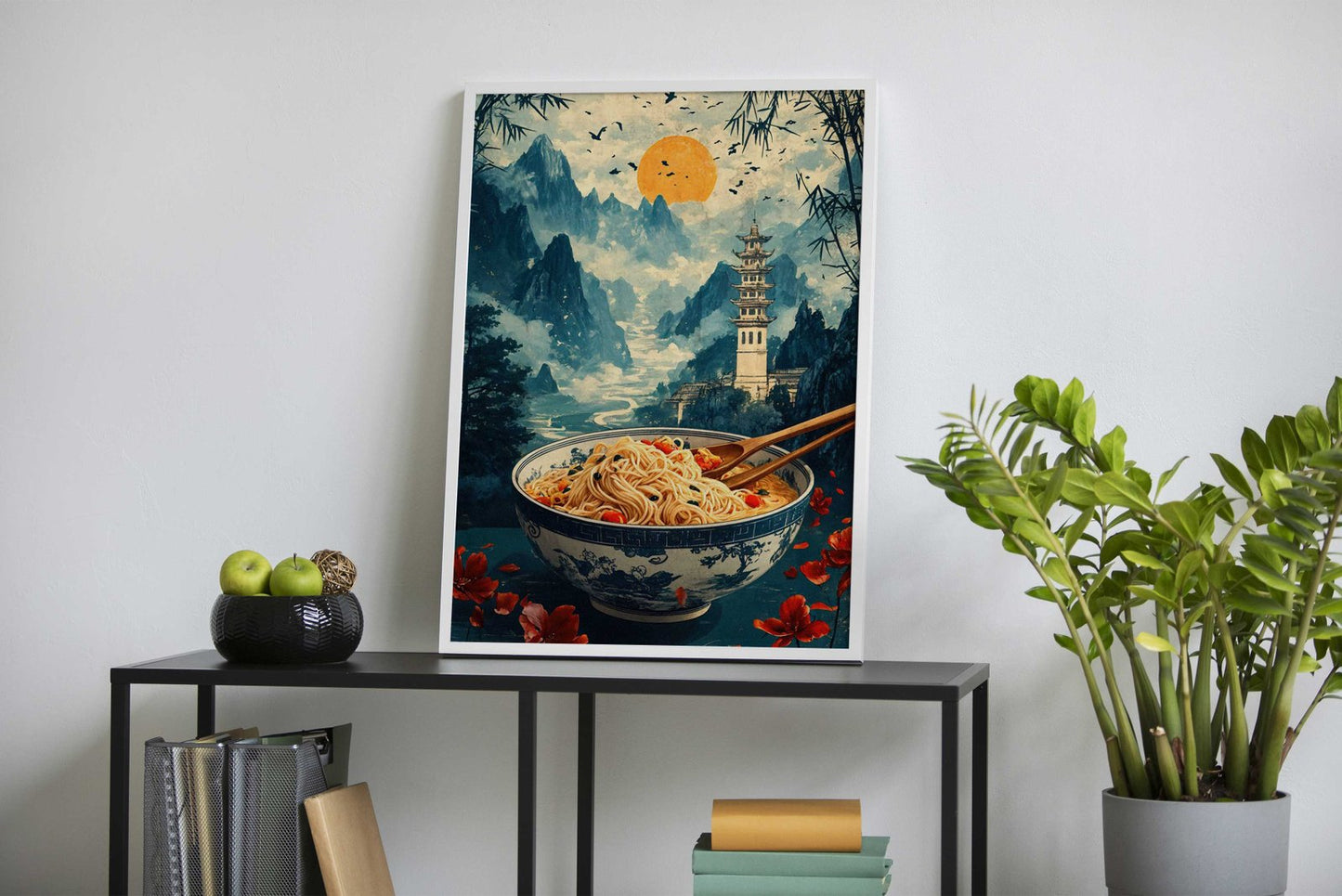 Noodles & Mountains Asian Style Poster | Wall  Art for Home & Office | High-Quality Print