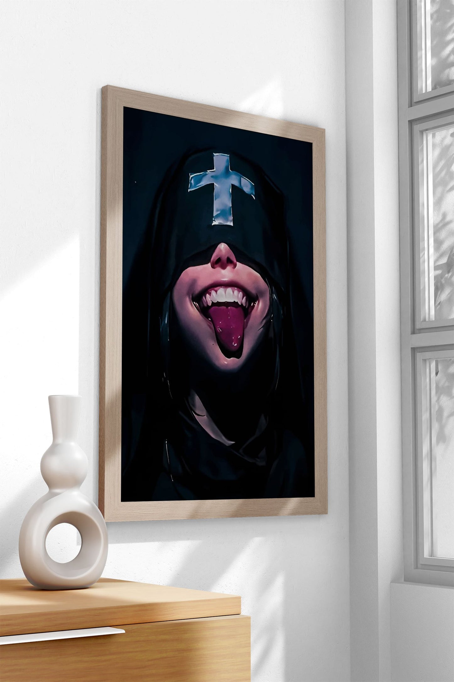 Nun with Cross Asian Style Poster | Wall Art fo r Home & Office | High-Quality Print