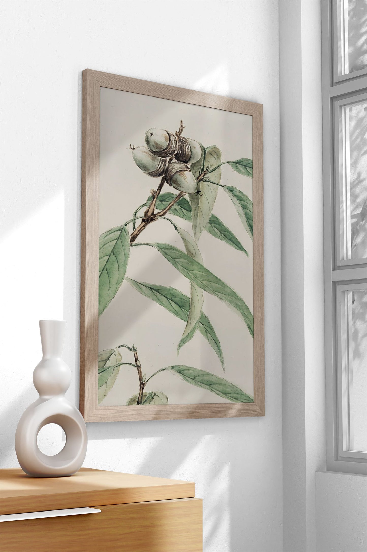 Oak Branch Watercolor Asian Style Poster | W all Art for Home & Office | High-Quality Print