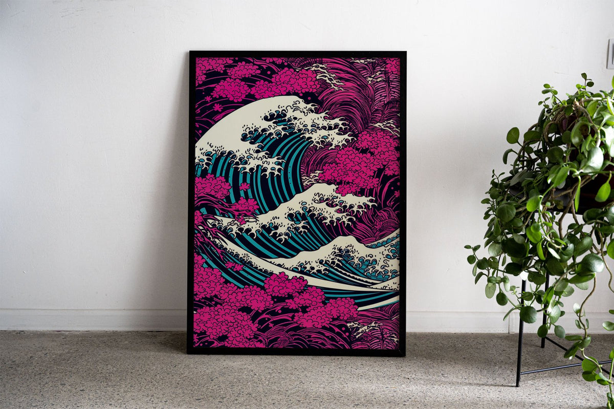 Oceans Majestic Roar Asian Style Poster | Wal l Art for Home & Office | High-Quality Print - High-Quality Premium Wall Art Decor Sticker
