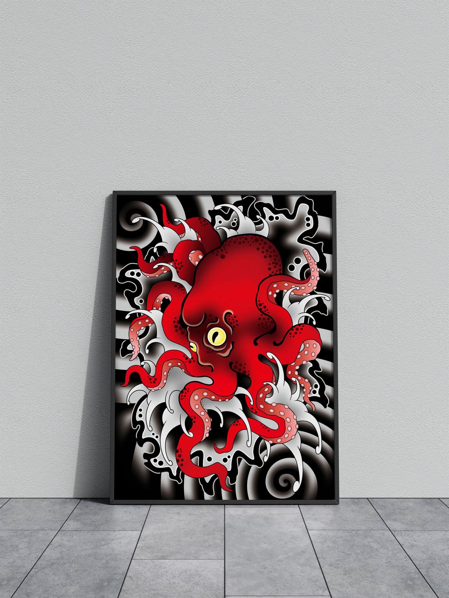 Octopus Japan Illustration Asian Style Poster |  Wall Art for Home & Office | High-Quality Print