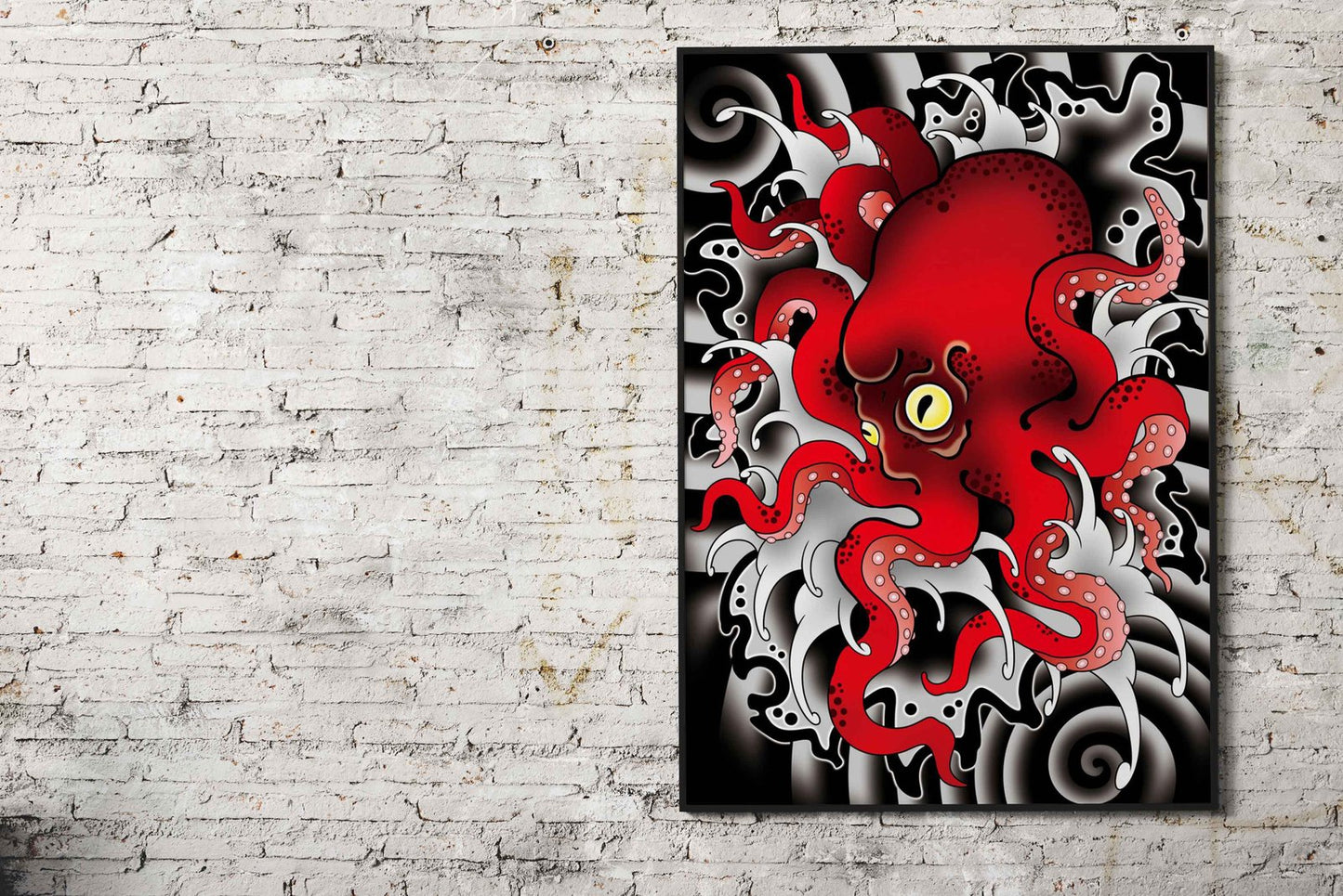 Octopus Japan Illustration Asian Style Poster |  Wall Art for Home & Office | High-Quality Print