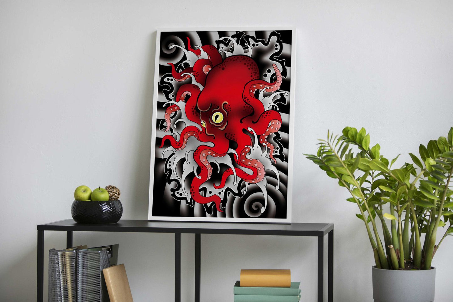 Octopus Japan Illustration Asian Style Poster |  Wall Art for Home & Office | High-Quality Print