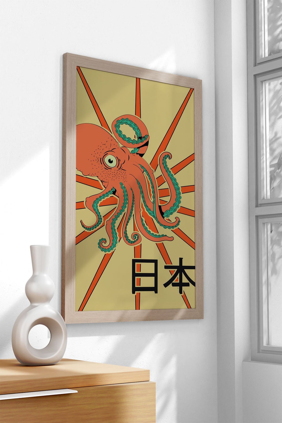 Octopus on Takoyaki Cart Asian Style Poster |  Wall Art for Home & Office | High-Quality Print - High-Quality Premium Wall Art Decor Sticker