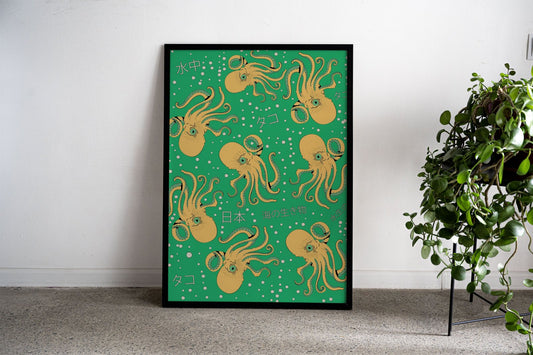 Octopus Asian Style Poster | Wall Art for Home  & Office | High-Quality Print