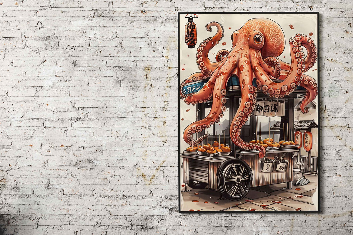 Octopus Pattern Asian Style Poster | Wall Art f or Home & Office | High-Quality Print - High-Quality Premium Wall Art Decor Sticker