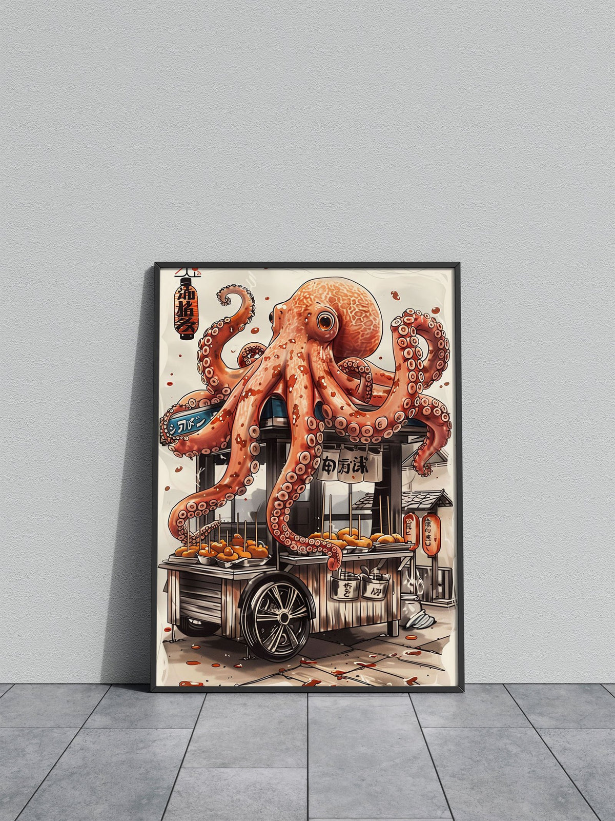 Octopus Pattern Asian Style Poster | Wall Art f or Home & Office | High-Quality Print - High-Quality Premium Wall Art Decor Sticker