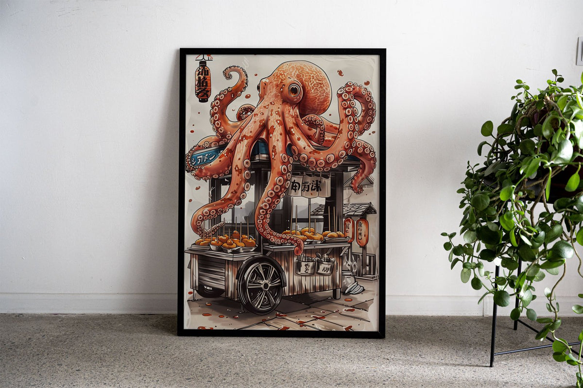 Octopus Pattern Asian Style Poster | Wall Art f or Home & Office | High-Quality Print - High-Quality Premium Wall Art Decor Sticker