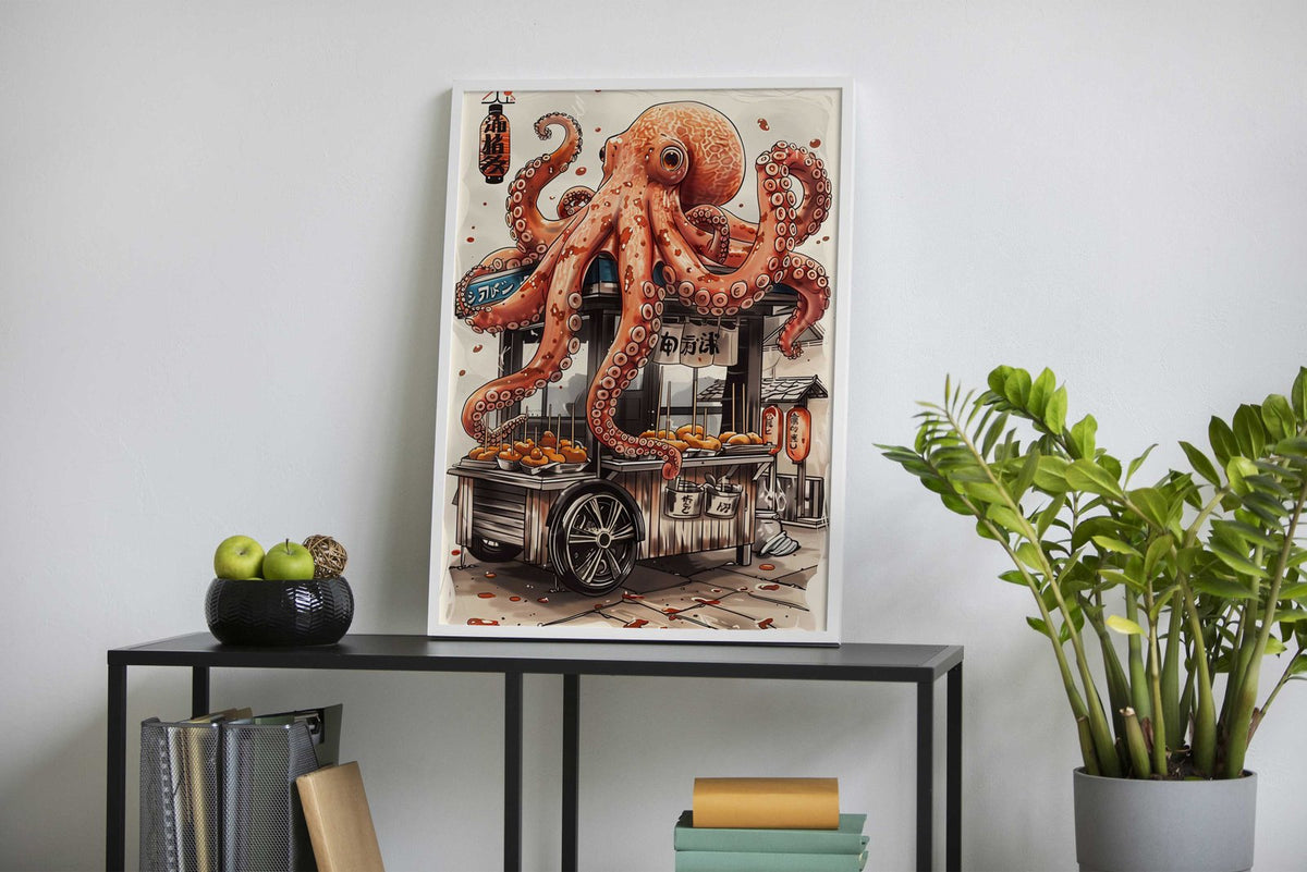 Octopus Pattern Asian Style Poster | Wall Art f or Home & Office | High-Quality Print - High-Quality Premium Wall Art Decor Sticker