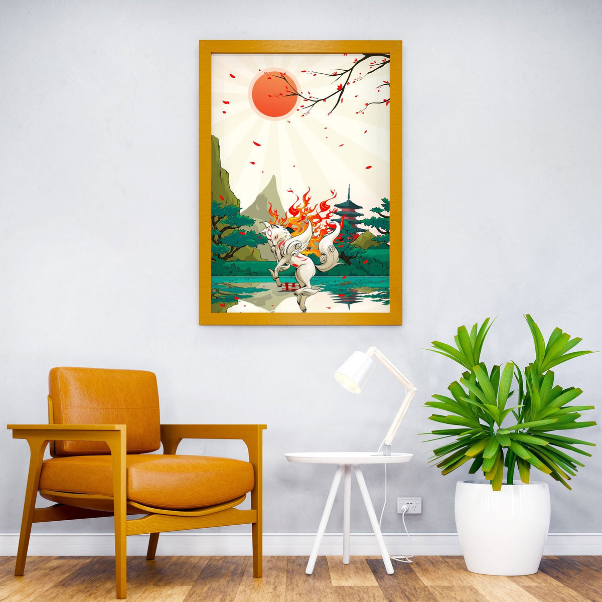 okami wolf spirit kawaii Asian Style Poster | W all Art for Home & Office | High-Quality Print - High-Quality Premium Wall Art Decor Sticker