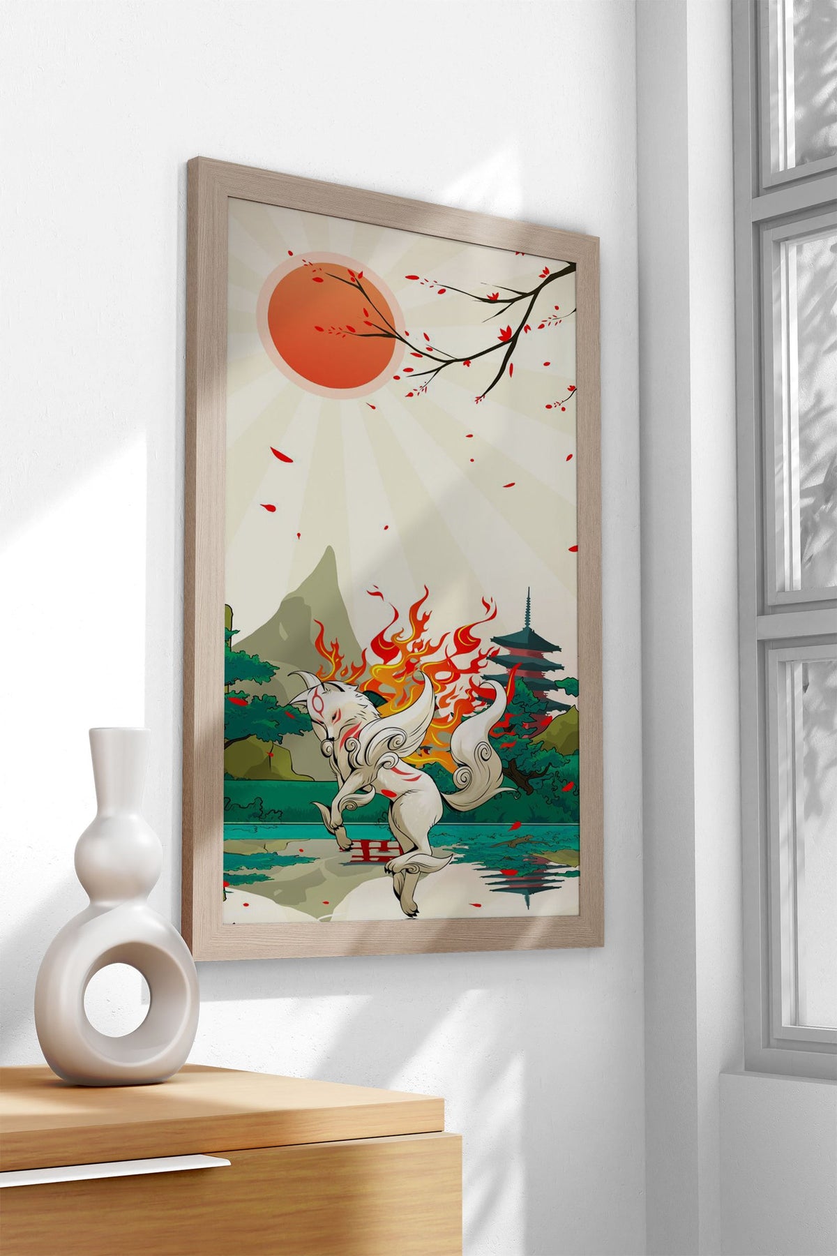okami wolf spirit kawaii Asian Style Poster | W all Art for Home & Office | High-Quality Print - High-Quality Premium Wall Art Decor Sticker