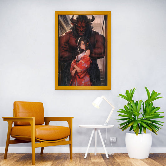 Oni girl orange Asian Style Poster | Wall Art for  Home & Office | High-Quality Print