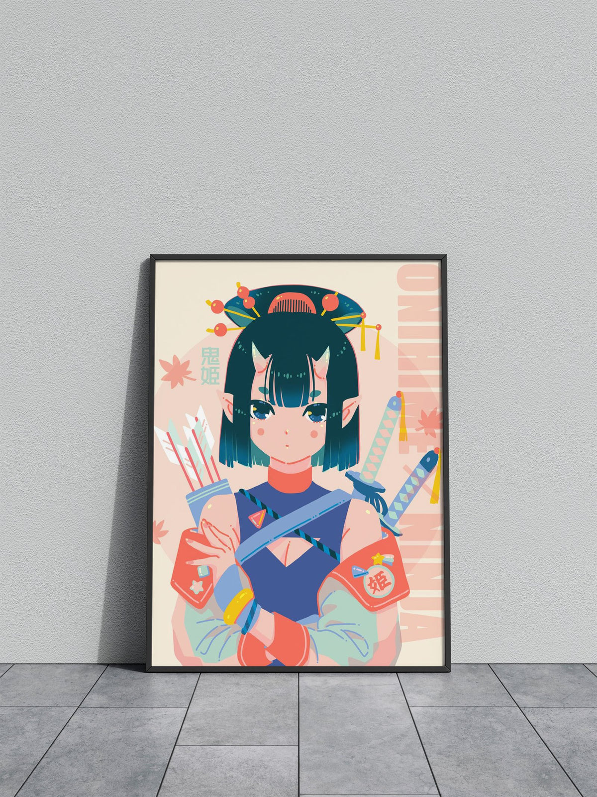 Oni Girl 2 Asian Style Poster | Wall Art for Hom e & Office | High-Quality Print - High-Quality Premium Wall Art Decor Sticker