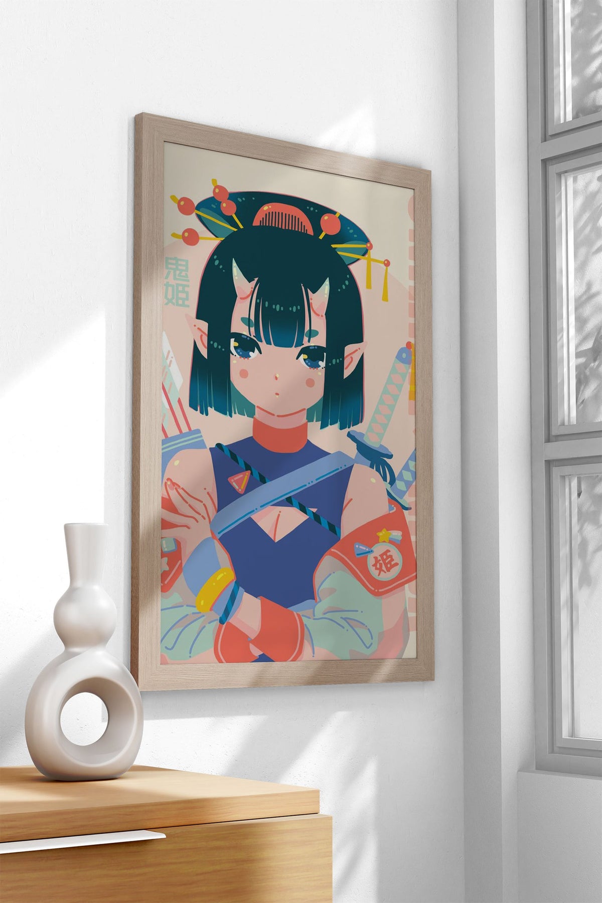 Oni Girl 2 Asian Style Poster | Wall Art for Hom e & Office | High-Quality Print - High-Quality Premium Wall Art Decor Sticker