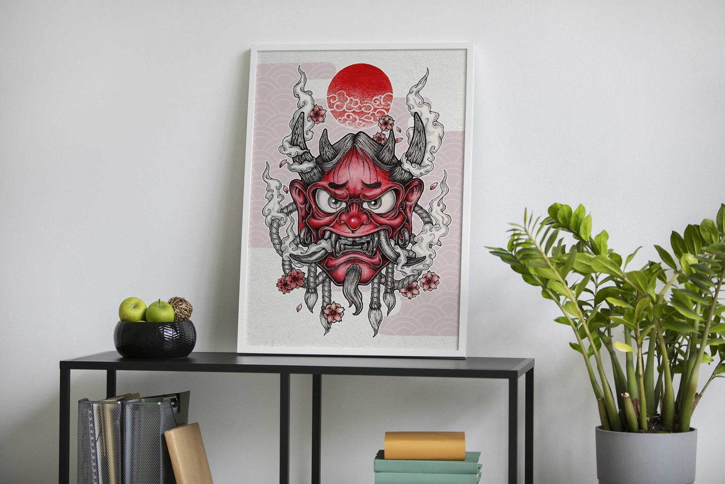 Oni Mask Illustration Asian Style Poster | Wall  Art for Home & Office | High-Quality Print