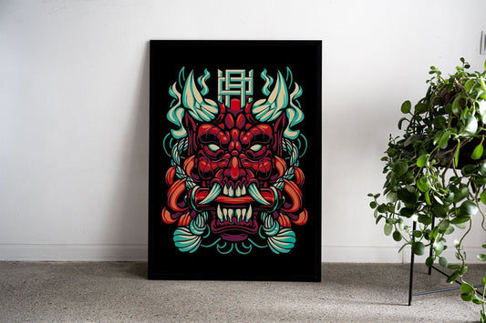 Oni Mask Japan Asian Style Poster | Wall Art f or Home & Office | High-Quality Print