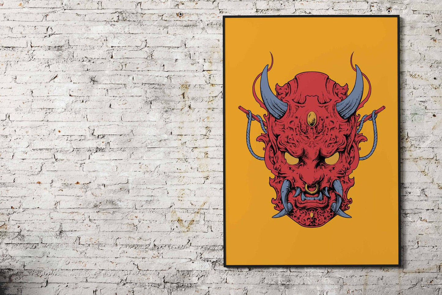 oni mask samurai sea Asian Style Poster | Wall  Art for Home & Office | High-Quality Print