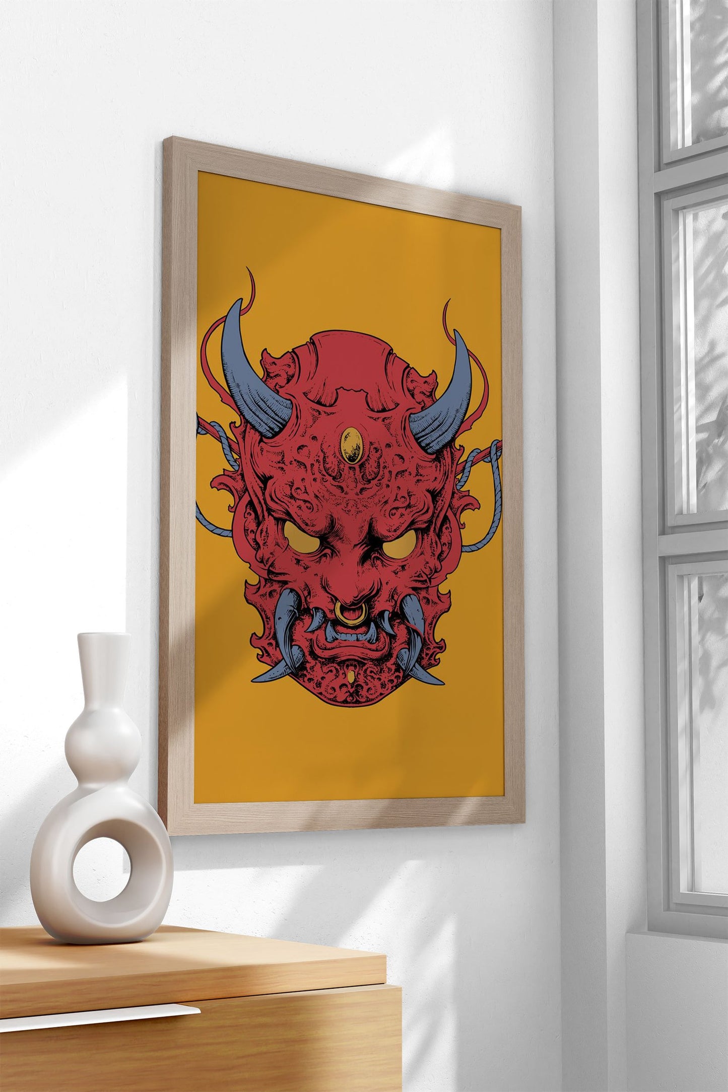 oni mask samurai sea Asian Style Poster | Wall  Art for Home & Office | High-Quality Print