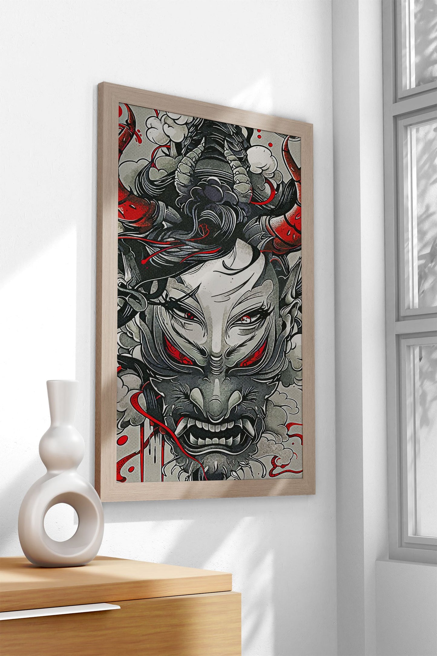 Oni Mask Torii Gate Asian Style Poster | Wall A rt for Home & Office | High-Quality Print