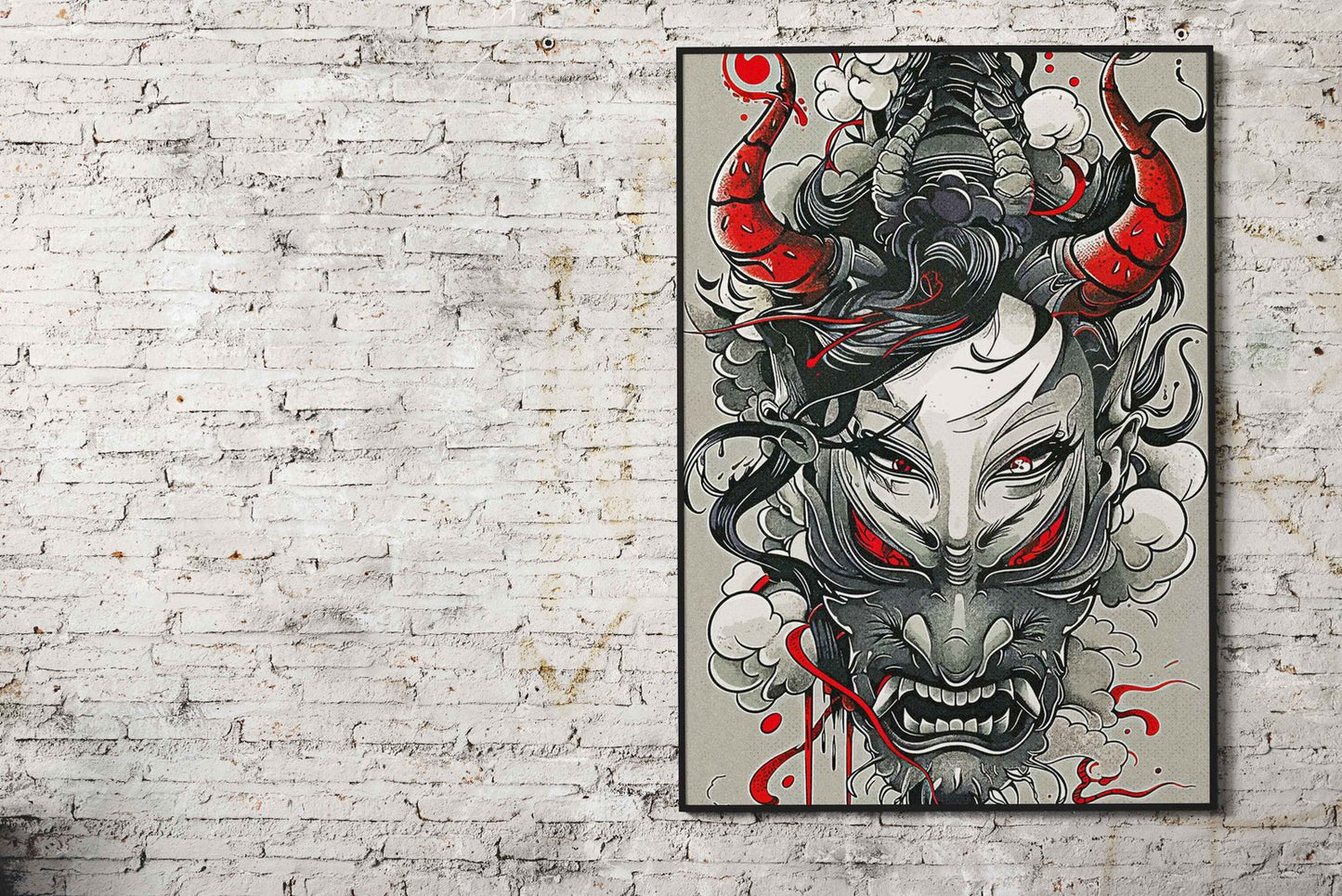 Oni Mask Torii Gate Asian Style Poster | Wall A rt for Home & Office | High-Quality Print