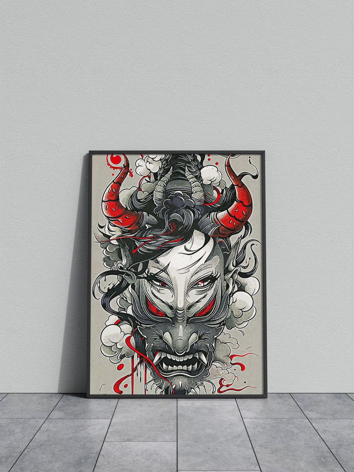 Oni Mask Torii Gate Asian Style Poster | Wall A rt for Home & Office | High-Quality Print