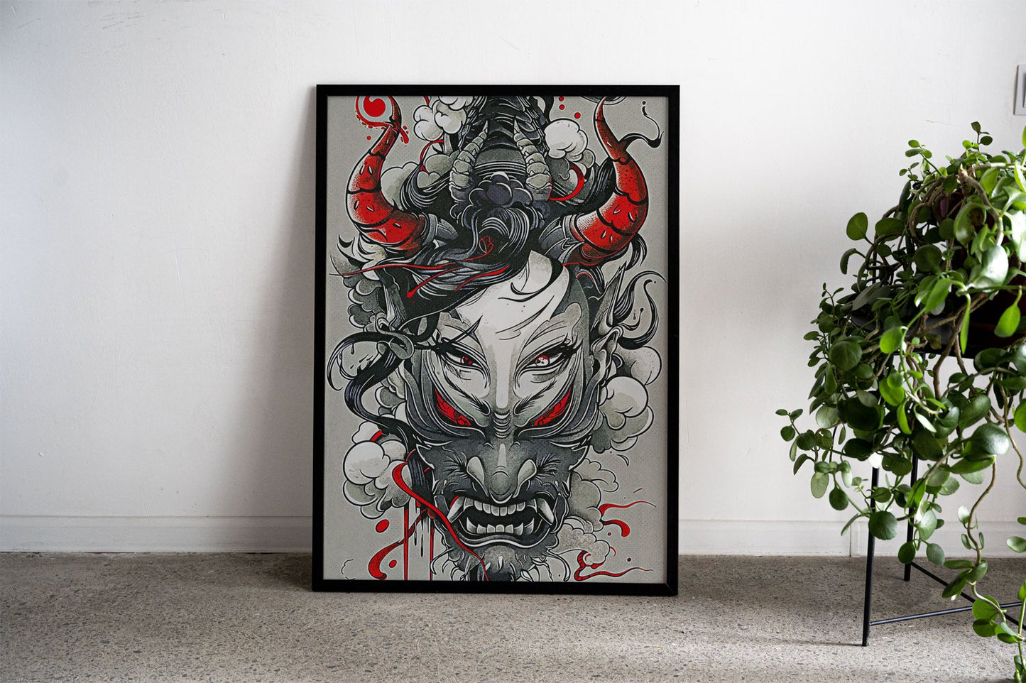Oni Mask Torii Gate Asian Style Poster | Wall A rt for Home & Office | High-Quality Print
