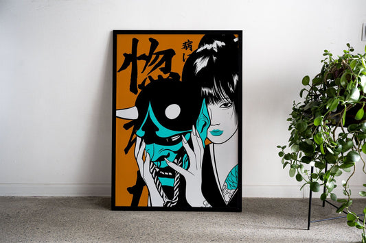 Oni girl purple Asian Style Poster | Wall Art for  Home & Office | High-Quality Print