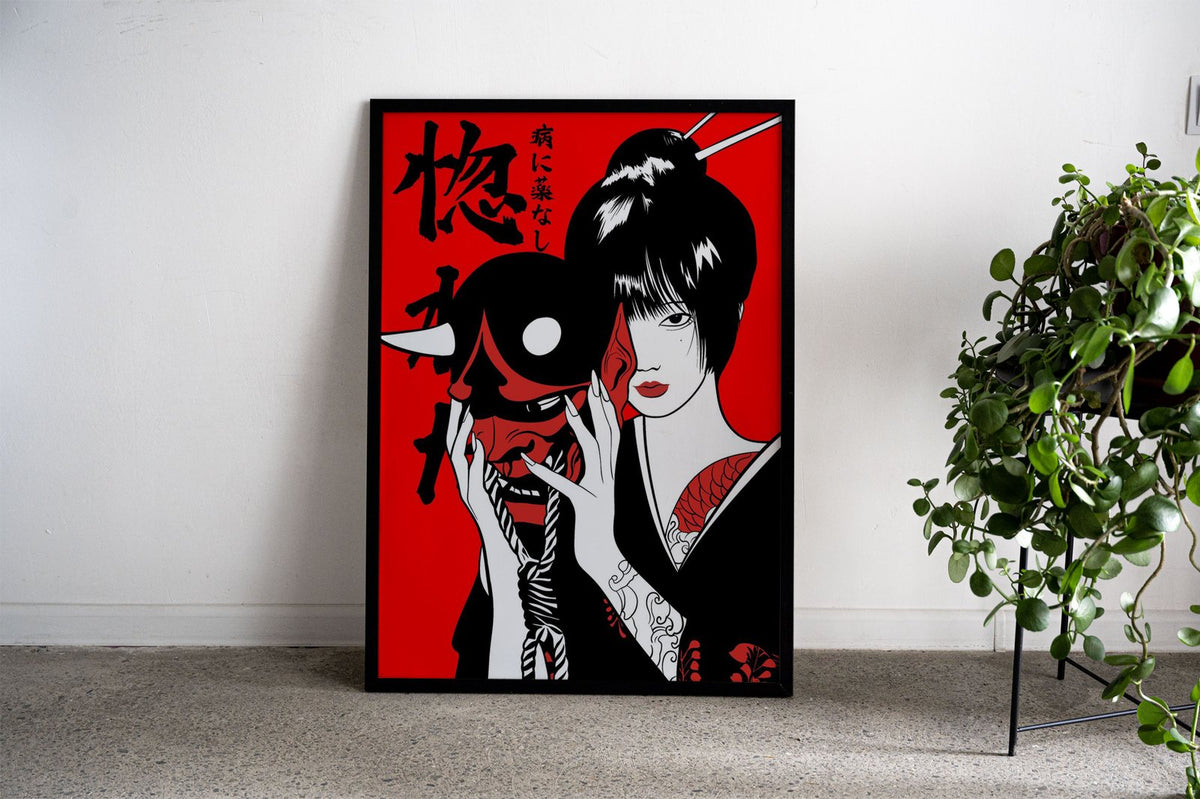 Oni Girl Asian Style Poster | Wall Art for Home  & Office | High-Quality Print - High-Quality Premium Wall Art Decor Sticker
