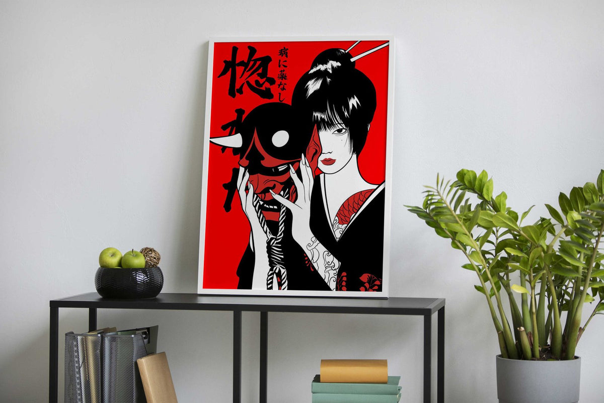 Oni Girl Asian Style Poster | Wall Art for Home  & Office | High-Quality Print - High-Quality Premium Wall Art Decor Sticker