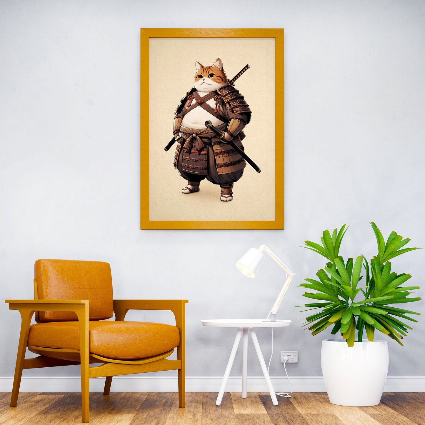 Orange Cat Samurai Asian Style Poster | Wall A rt for Home & Office | High-Quality Print