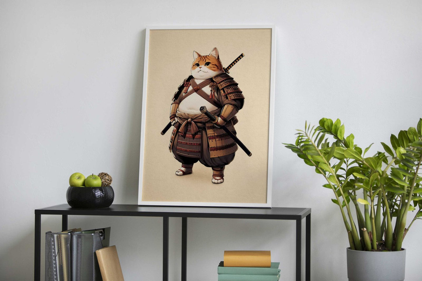 Orange Cat Samurai Asian Style Poster | Wall A rt for Home & Office | High-Quality Print