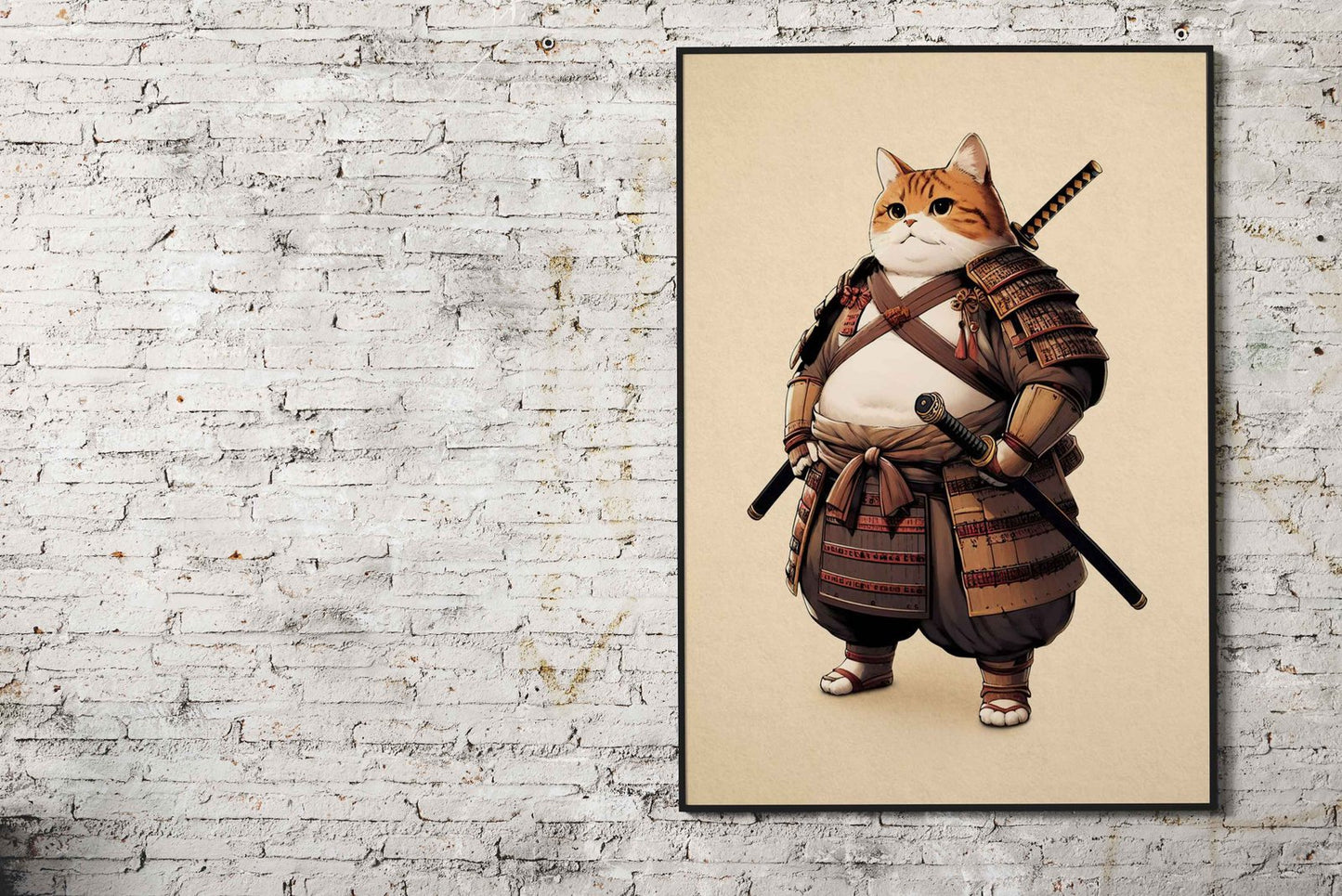 Orange Cat Samurai Asian Style Poster | Wall A rt for Home & Office | High-Quality Print