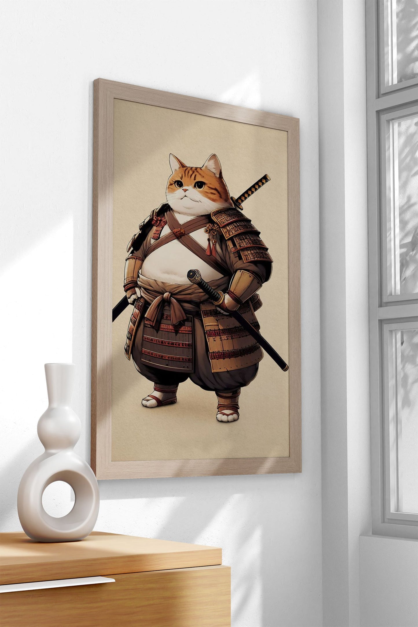 Orange Cat Samurai Asian Style Poster | Wall A rt for Home & Office | High-Quality Print
