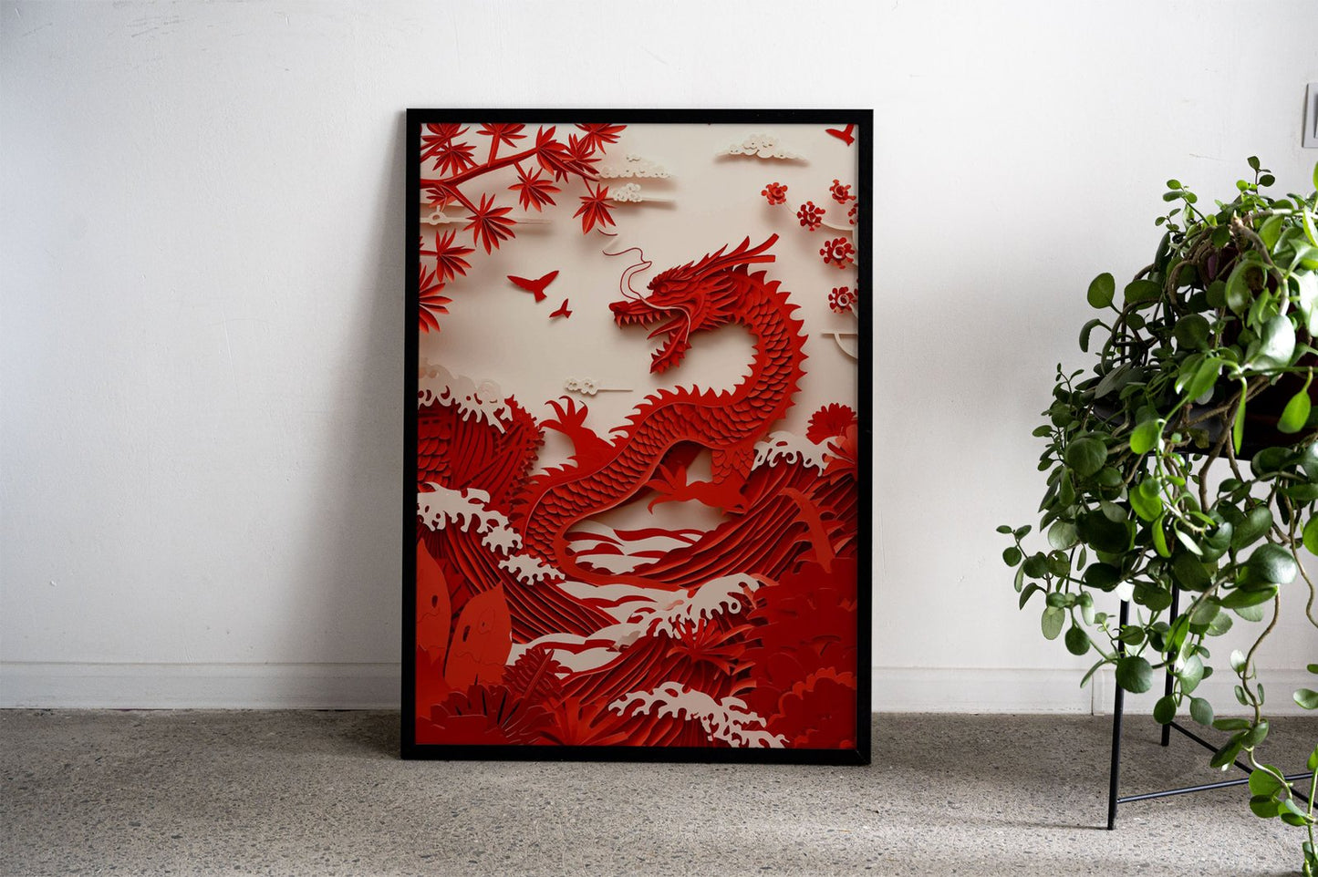 Origami red dragon Asian Style Poster | Wall A rt for Home & Office | High-Quality Print