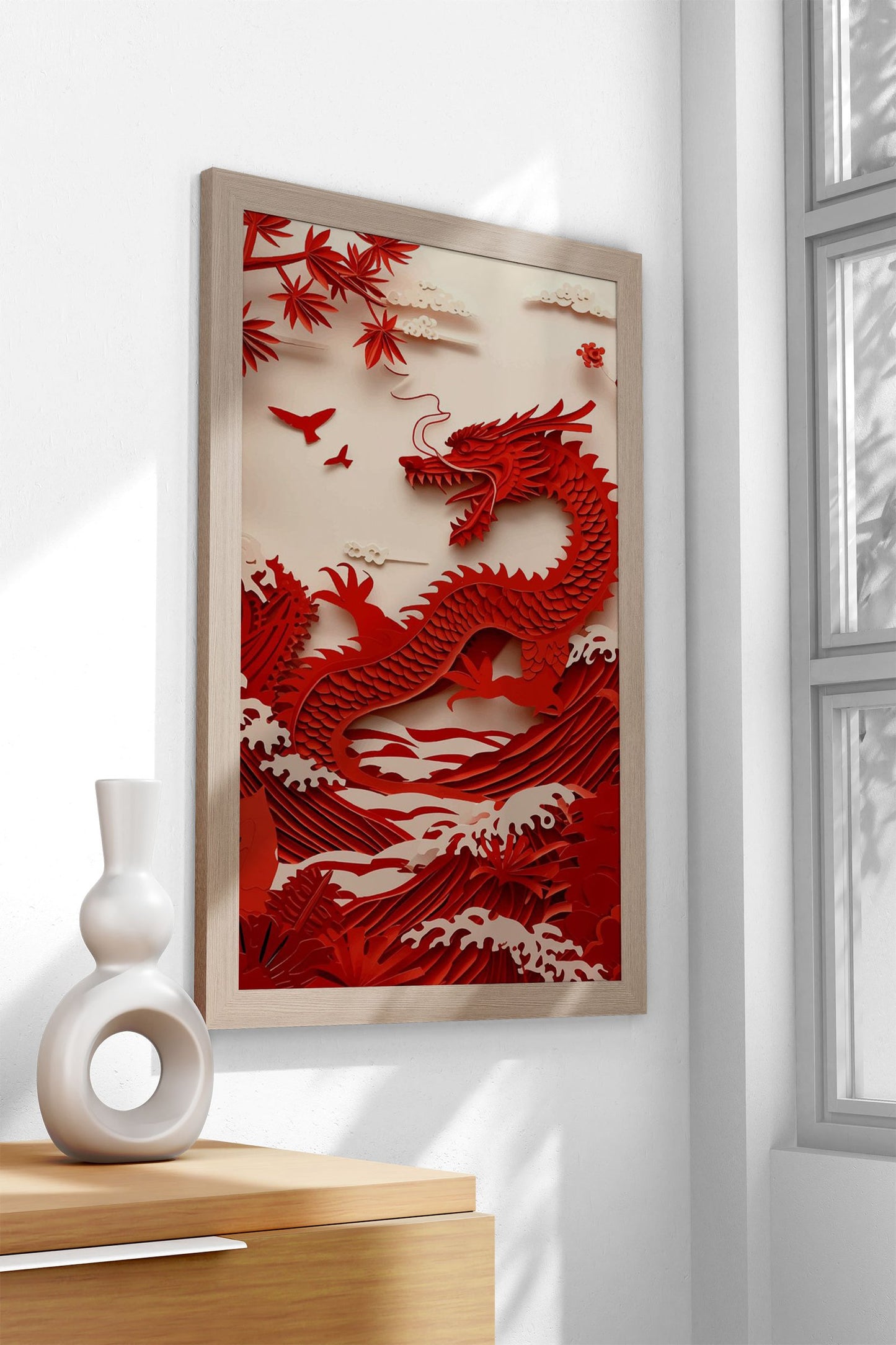 Origami red dragon Asian Style Poster | Wall A rt for Home & Office | High-Quality Print